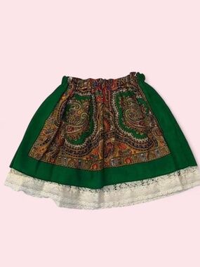 Vintage 70s Reversible Skirt Lace Paisley Renaissance Medieval Whimsigoth